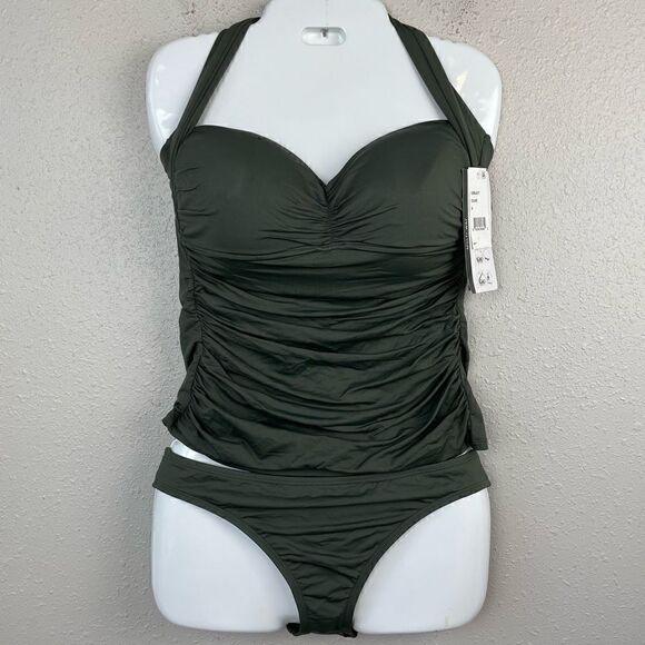 NWT La Blanche Green Two Piece Swimsuit Size 8 - Picture 1 of 6